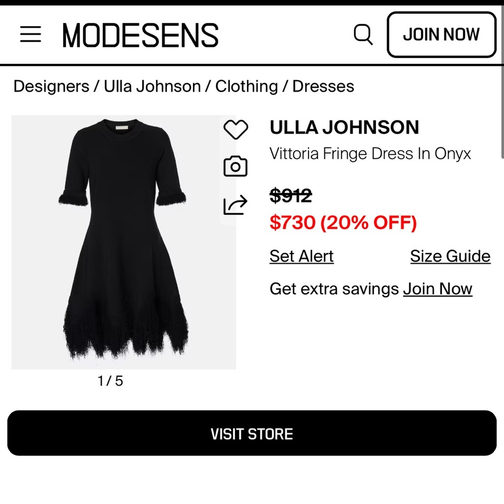 Ulla Johnson Black Fringe Long Sleeve Dress - Picture 7 of 7